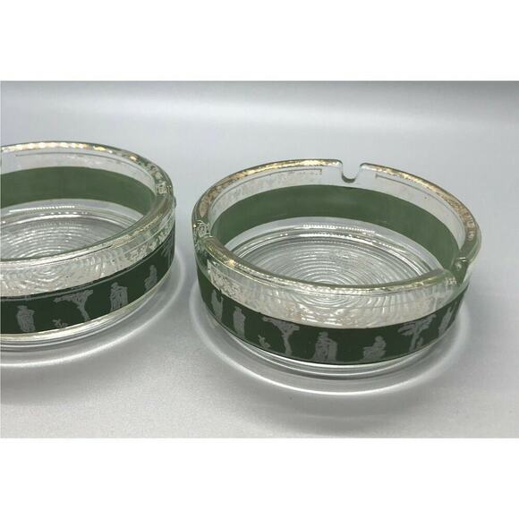 Vintage Glass Ashtray with Greek "Hellenic" Design Set of 2 - Picture 3 of 9